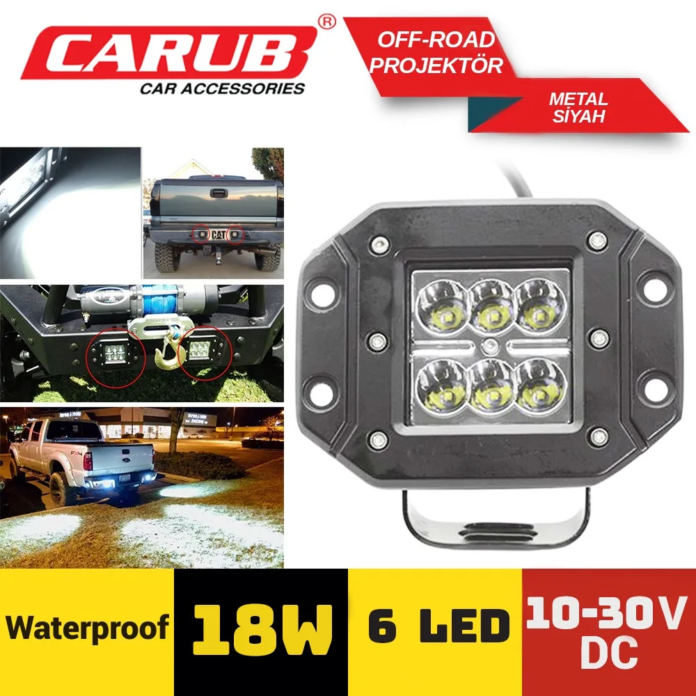 CARUB OFROAD ÇALIŞMA LAMBASI 6 LED GÖMME  301 05 63-BX12018