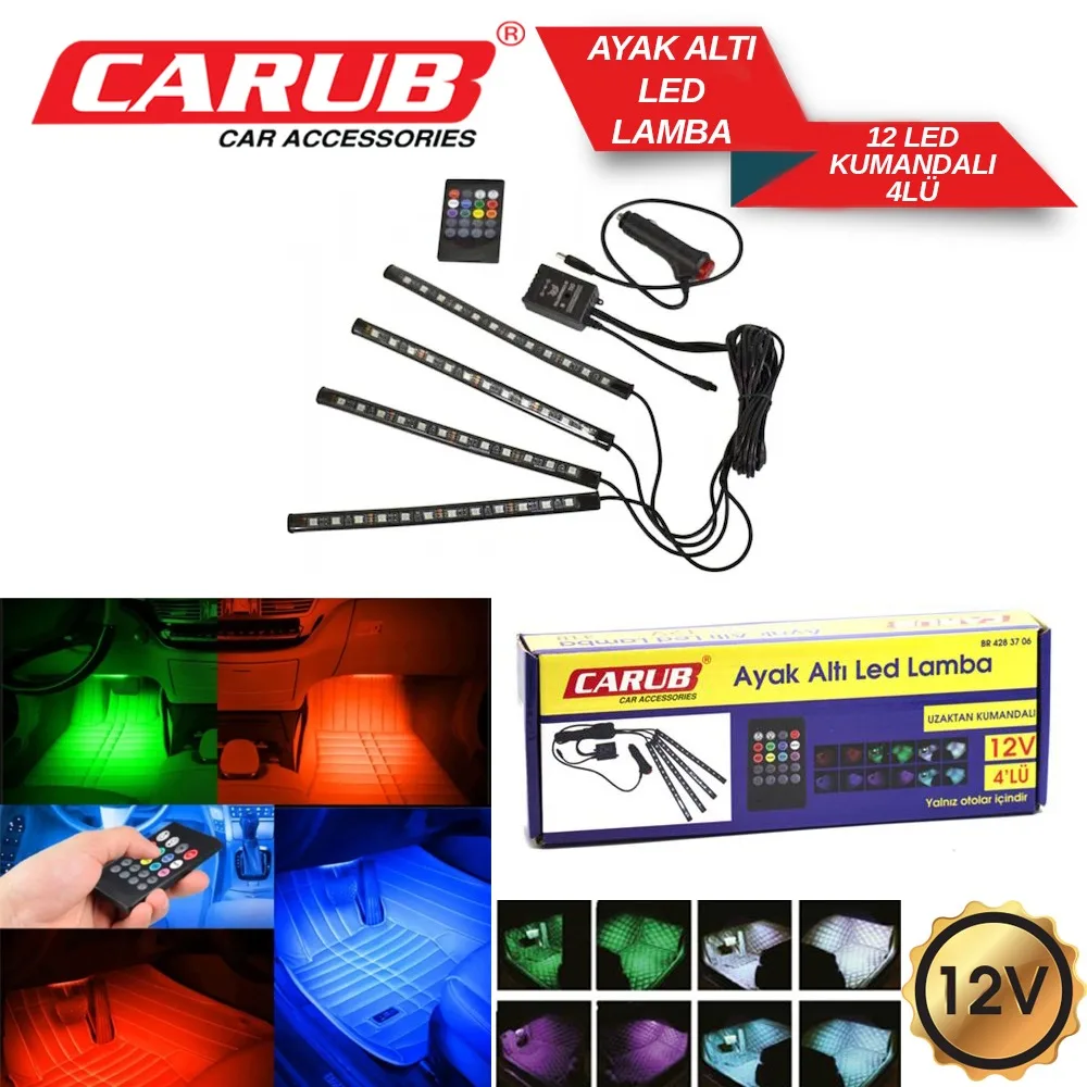 AYAK ALTI 12 LEDLİ 12 V 4 LÜ UZAKTAN KUMANDALI